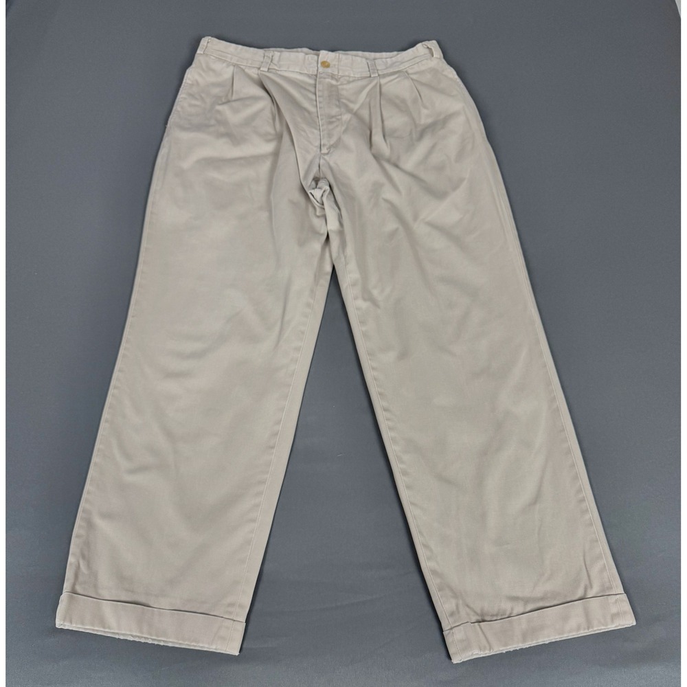 Bills Khakis M2P Pants Mens 37 Tan Pleated Cuffed Cotton Twill Chinos USA Made